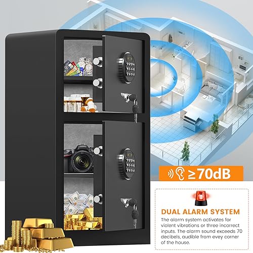 Miniatura 6 de Caja de seguridad digital resistente con compartimento oculto, resistente al fuego, resistente al agua de 7.6 pies cúbicos, resistente al fuego,