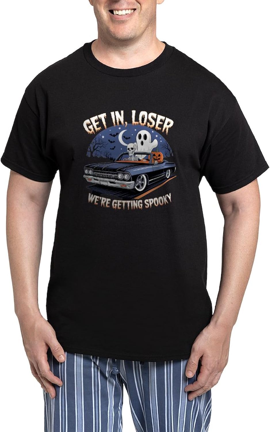 CafePress Spooky Night Rider T Shirt Design Novelty Men's Pajama Set, Comfortable PJ Sleepwear