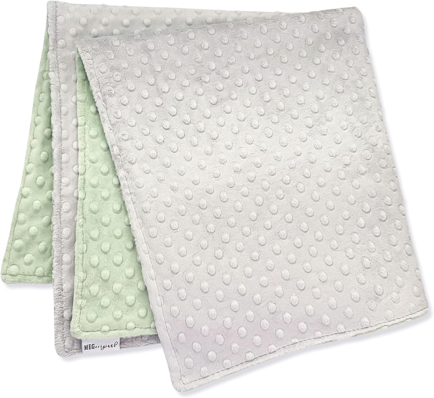 MEG ORIGINAL Baby Blanket Green/Gray Made from Super Soft Minky Dot Material (Snuggle (30 x30 in))