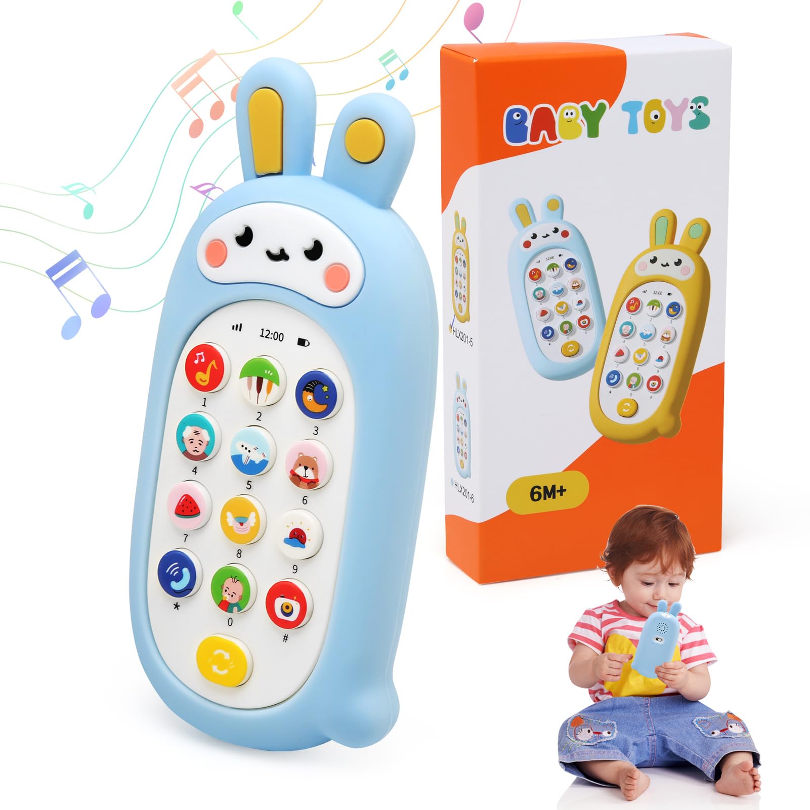 LEADSTAR Teléfono de Juguete para Bebé, Falso Móvil Musical con Sonidos y Melodías, Juguete Interactivo para Niños 1 2 3 Años, Regalo Bebé 6 9 12 Meses (Azul)