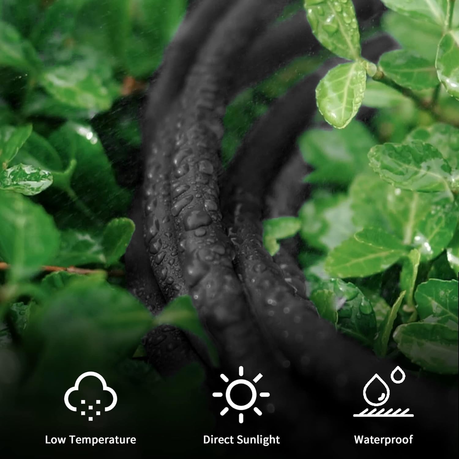 YOJOE - Cable de extensión para interiores y exteriores con extremo iluminado, cable de alimentación resistente a la intemperie de 3 clavijas, calibre 12, cable de extensión negro de 12 pies, para
