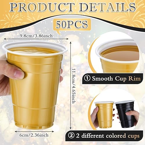 Miniatura 2 de Sunnychicc 50 vasos de plástico de 16 onzas a granel desechables a granel vasos de plástico para fiesta de cumpleaños, vasos de colores para bodas,