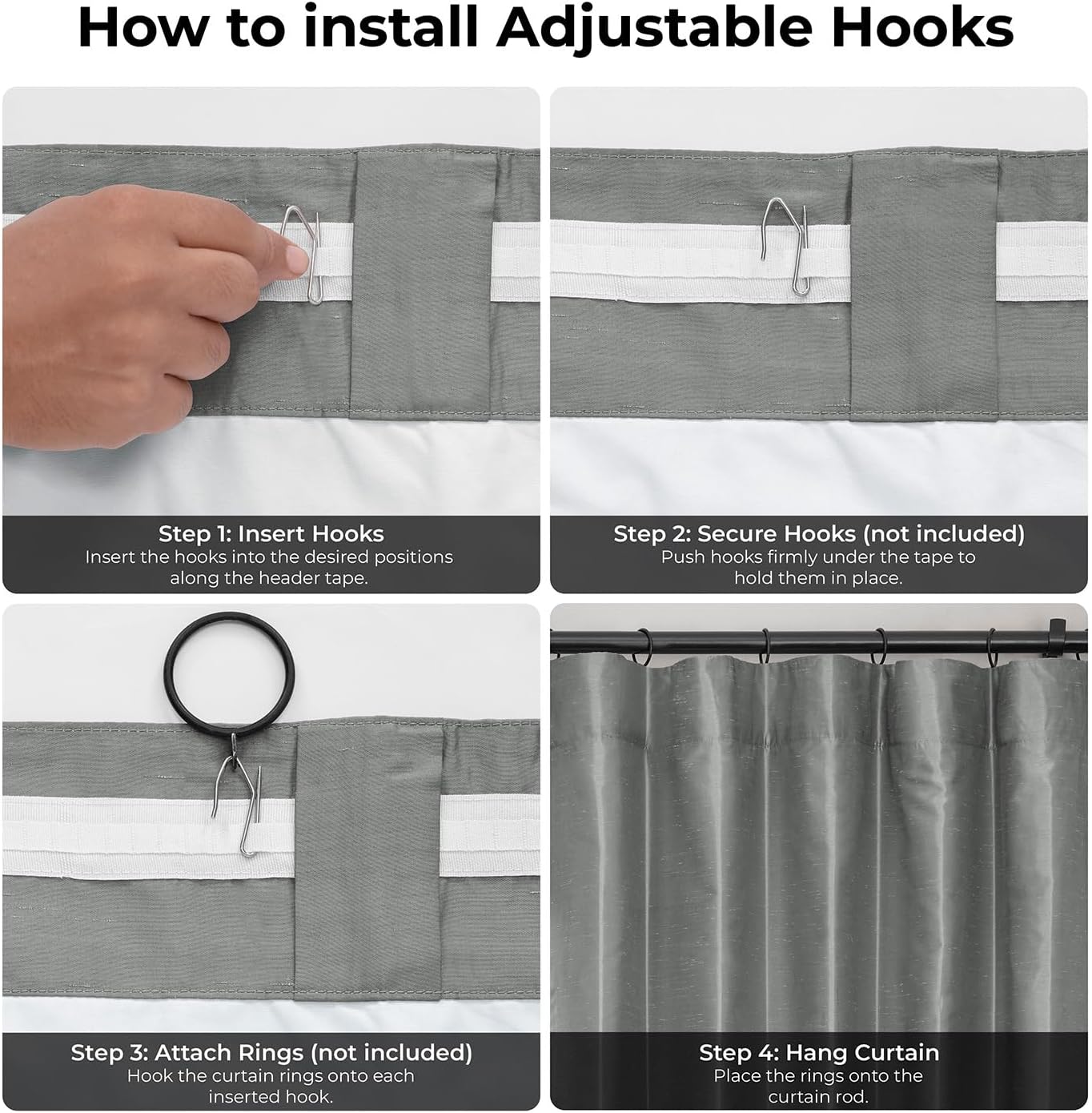 HPD Half Price Drapes Faux Silk Blackout Curtains 96 Inches Long for Bedroom & Living Room Vintage Textured Blackout Curtain (1 Panel), 50W x 96L, Storm Grey