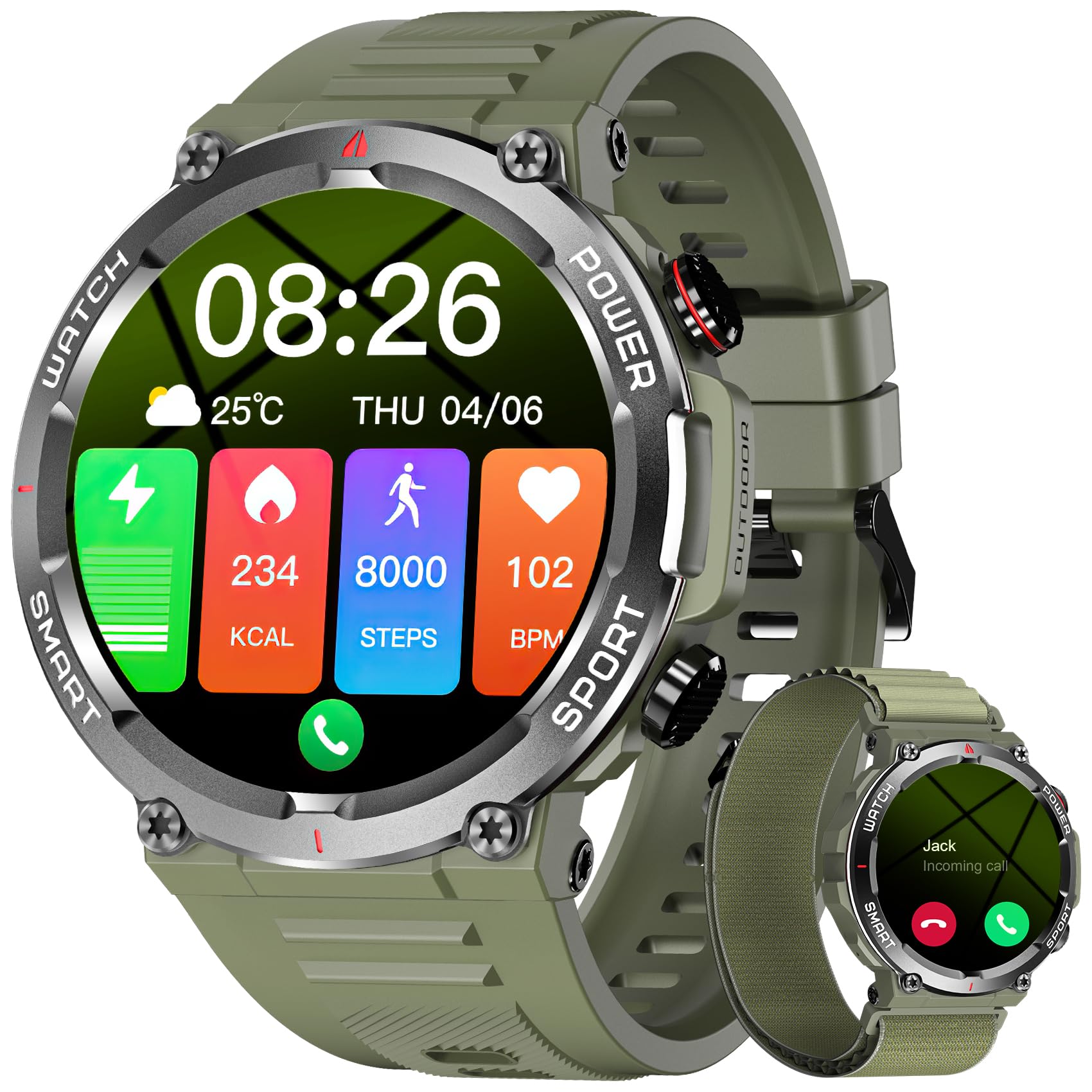 Blackview Reloj Inteligente Hombre - Llamadas Bluetooth, 1,39" Smartwatch con Pulsómetro/Oxímetro (SpO2)/Monitor de Sueño/Podómetro, 100 Modos Deportivos Pulsera Actividad para Android iOS (2 Correas)