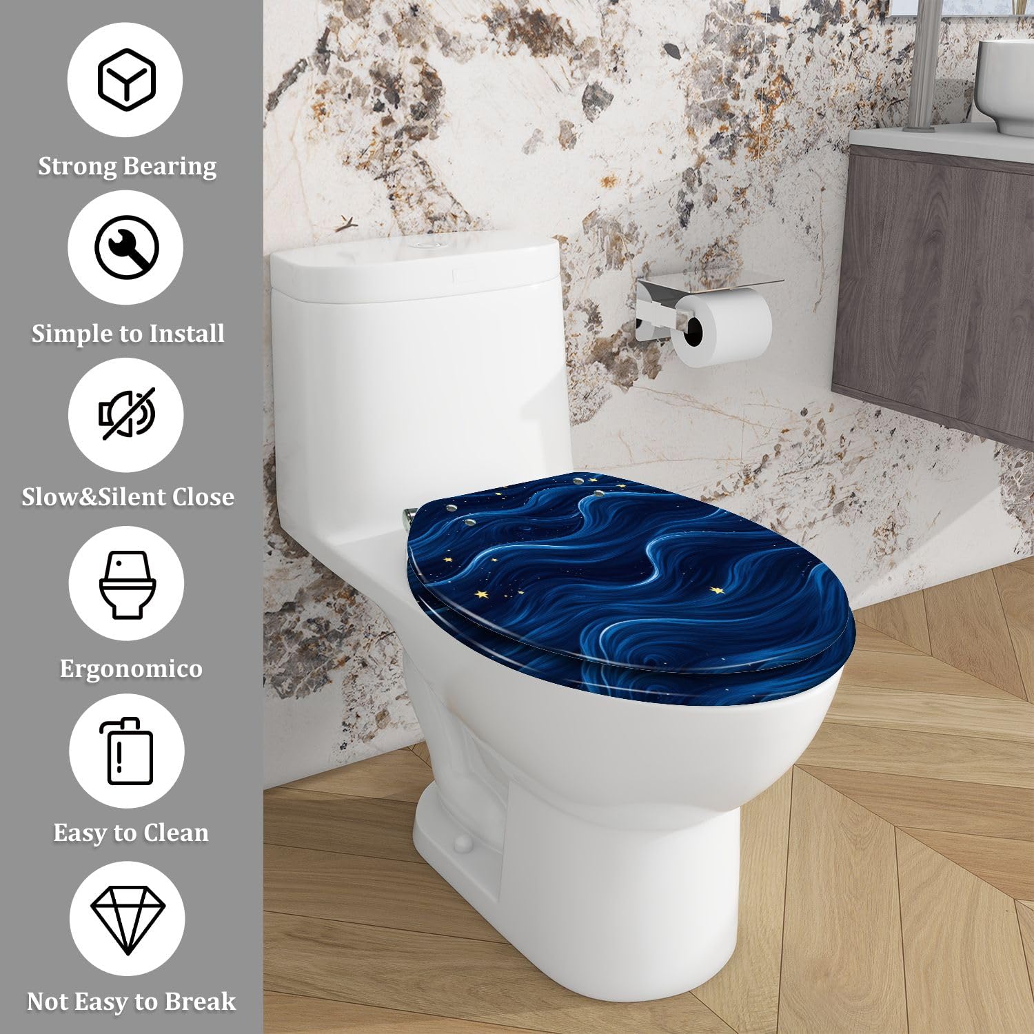 Sedile WC allungato in resina per bagno
