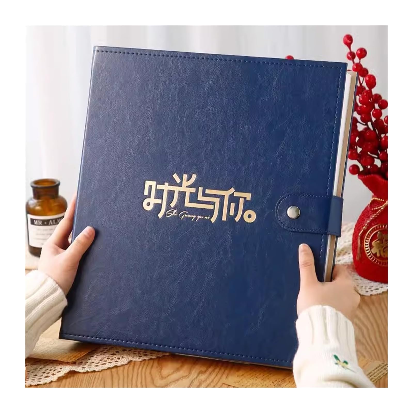 Fotoalbum Albumbuch, Familien-Erinnerungsalbum, großes Fassungsvermögen, Fotobuch, 6 Zoll, 1000 Kapazität, Wachstumsaufbewahrungsalbum, Einlage, Leder-Fotoalben Fotobuch ( Color : Blauw , Size : 03 )
