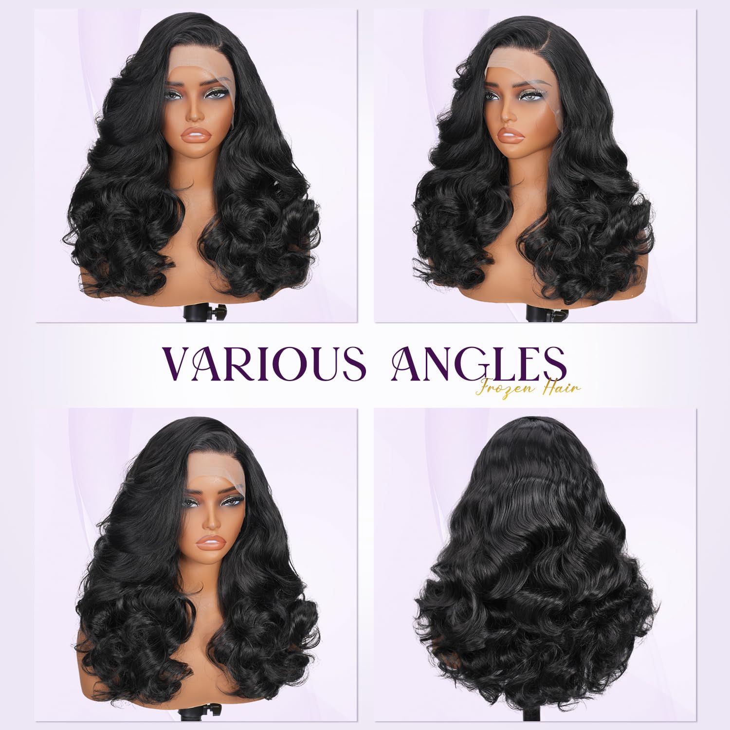 13x4 Glueless Wigs HD Transparent Lace,Wear and Go Synthetic Wig,C Part,200% Density Body Wave with Baby Hair,Pre-Plucked Frontal Wigs for Women 18 Inch ,Natural Hairline,Breathable Wig Cap