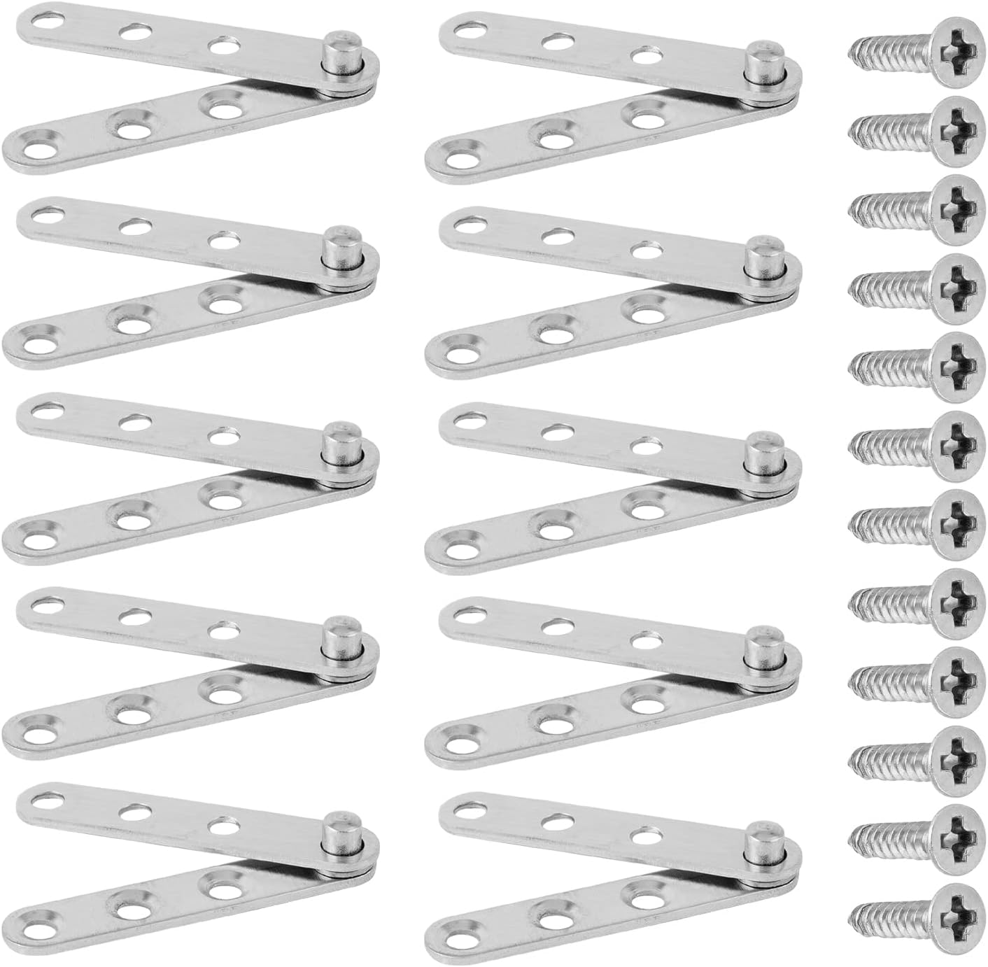 MroMax Door Pivot Hinge, 360 Degree Rotation Hidden Door Pivot Hinges, 60 x 11mm Silver Stainless Steel Hinge for Wooden Door and Cabinet Door, 10Pcs