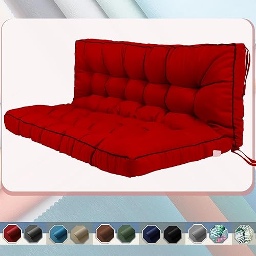 Miniatura 29 de Cojín para columpio de 2-3 plazas, cojines para exteriores con respaldo grueso de 4 pulgadas, almohadilla antidecoloración impermeable para jardín,