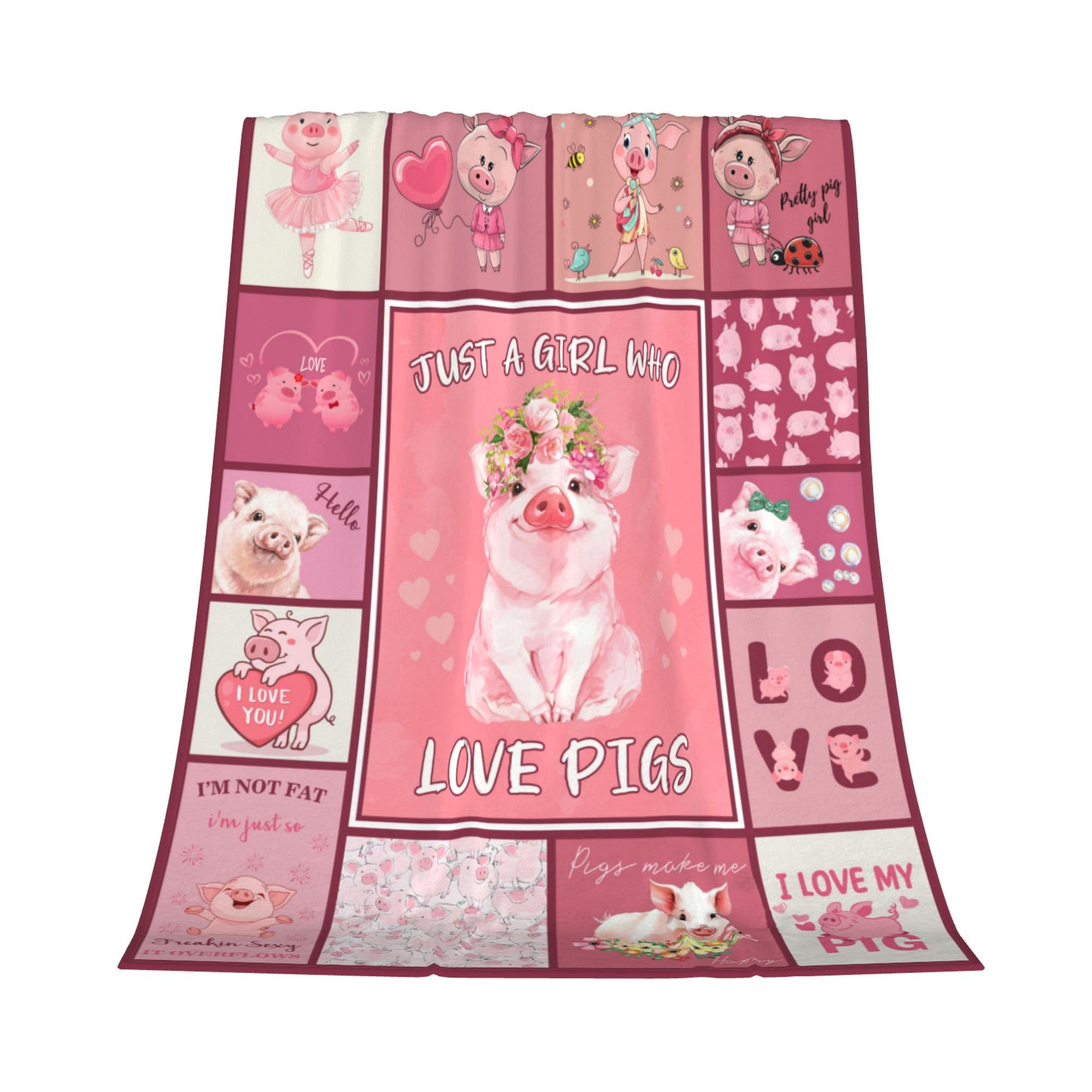 Gelasgo Pink Pig Throw Blanket Ultra Soft Flannel Blanket