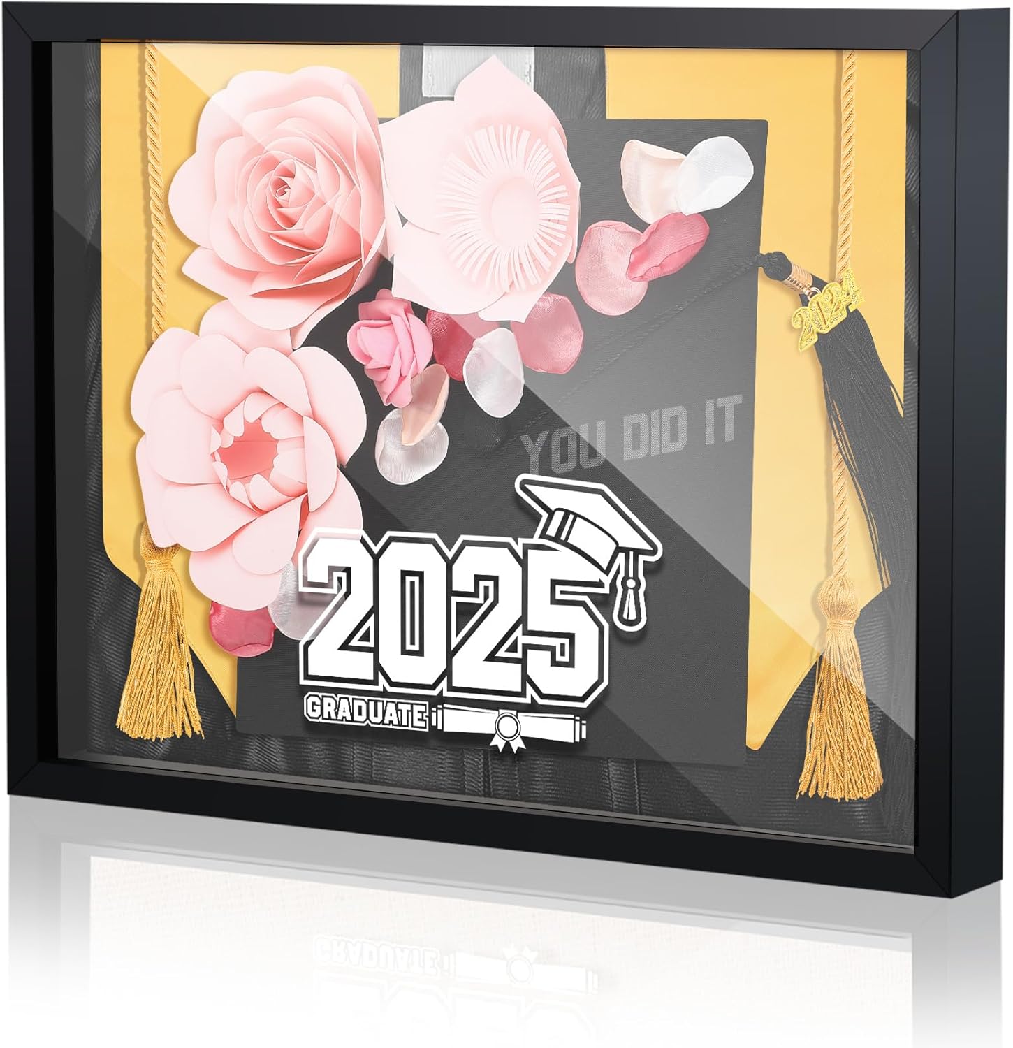 Roowest Graduation Shadow Box Frame 2026 Display Case Graduation Sash Picture Diploma Frame with Tassel Holder Keepstakes Memory Box for Cap and Gown Award Medal Grad Gift (8.5 x 11 Inch,Black)