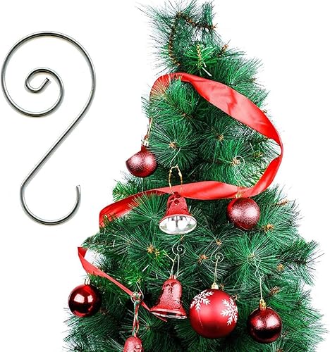 Miniatura 7 de Gancho de espiral de plata, ganchos de adorno en S de plata, ganchos decorativos plateados para adornos, ganchos de adorno de plata de Navidad para