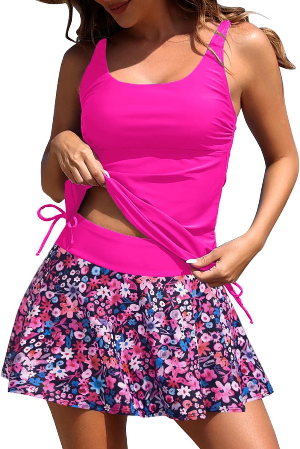 Daci Tankini Bathing Suits with Skirt - Women 2 Piece Swimsuits Tummy Control Swimwear