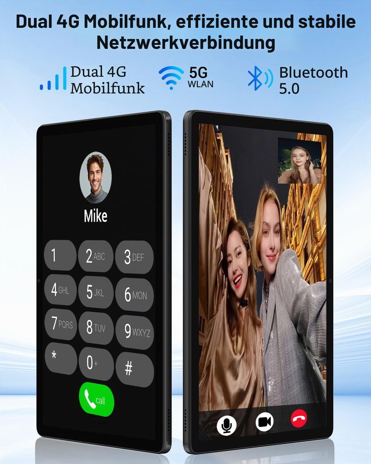 Tablet Touchscreen 11 Zoll, Android 15, 36 GB RAM 512 GB ROM/1 TB, 4G LTE Dual SIM + WiFi 5G, Octa Core, Gemini AI, 13 MP + 8 MP, 9580 mAh, GPS, Tablet mit Tastatur/Kopfhörer/Maus/Schutzhülle