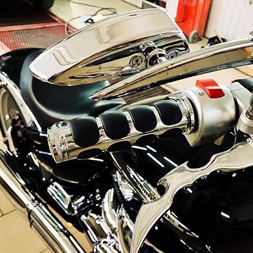 Miniatura 5 de DREAMIZER Empuñaduras universales para motocicleta con goma antideslizante negra para Harley Honda, Yamaha, Suzuki, Kawasaki