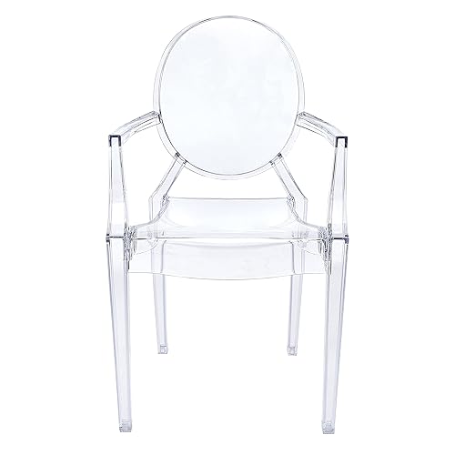 Miniatura 4 de CangLong Moderno sillón apilable de acrílico para cocina, comedor, sala de estar, invitados, dormitorio, juego de 1, transparente 2
