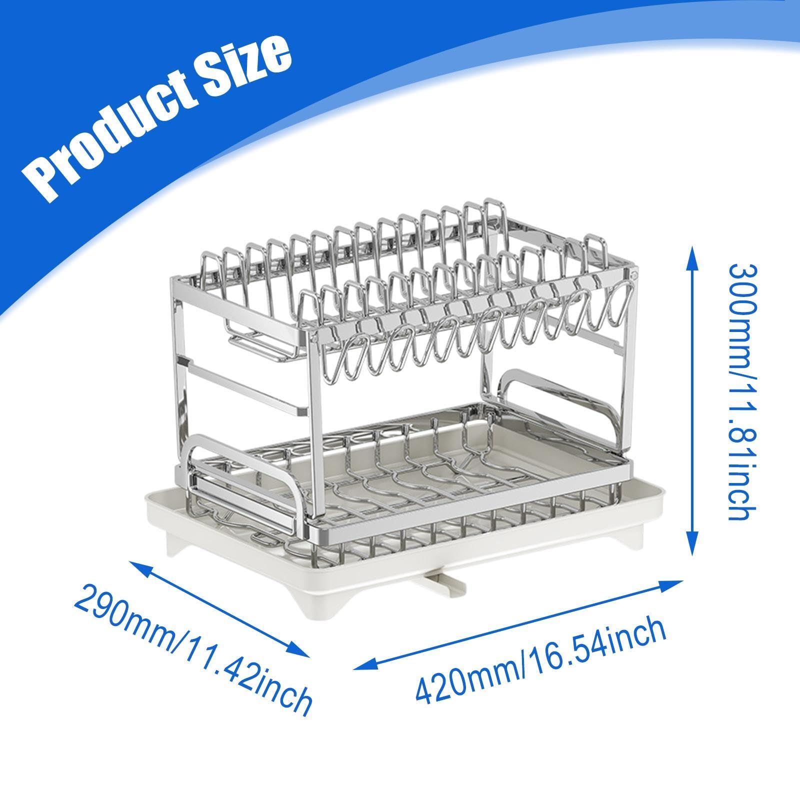 Escurridor de Platos Rejilla de Drenaje Organizador de Cocina Y Soporte para Tazones con Construcción Robusta de Acero Inoxidable Adecuado para Famil