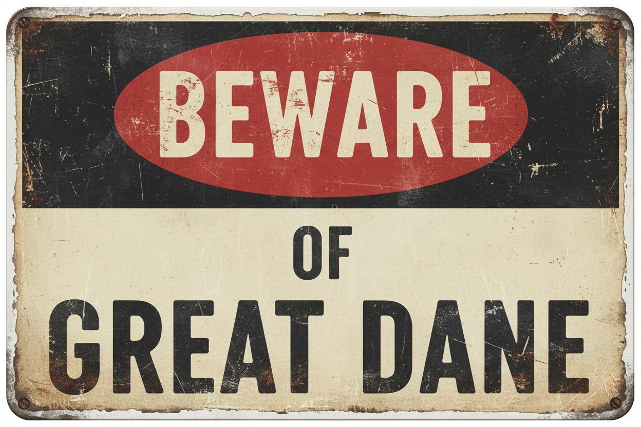 Beware Of Great Dane Dog Metal Tin Sign Yard Outdoor Warning Fence Sign Large 12x8 Vintage Signs Aluminum Plates Printed