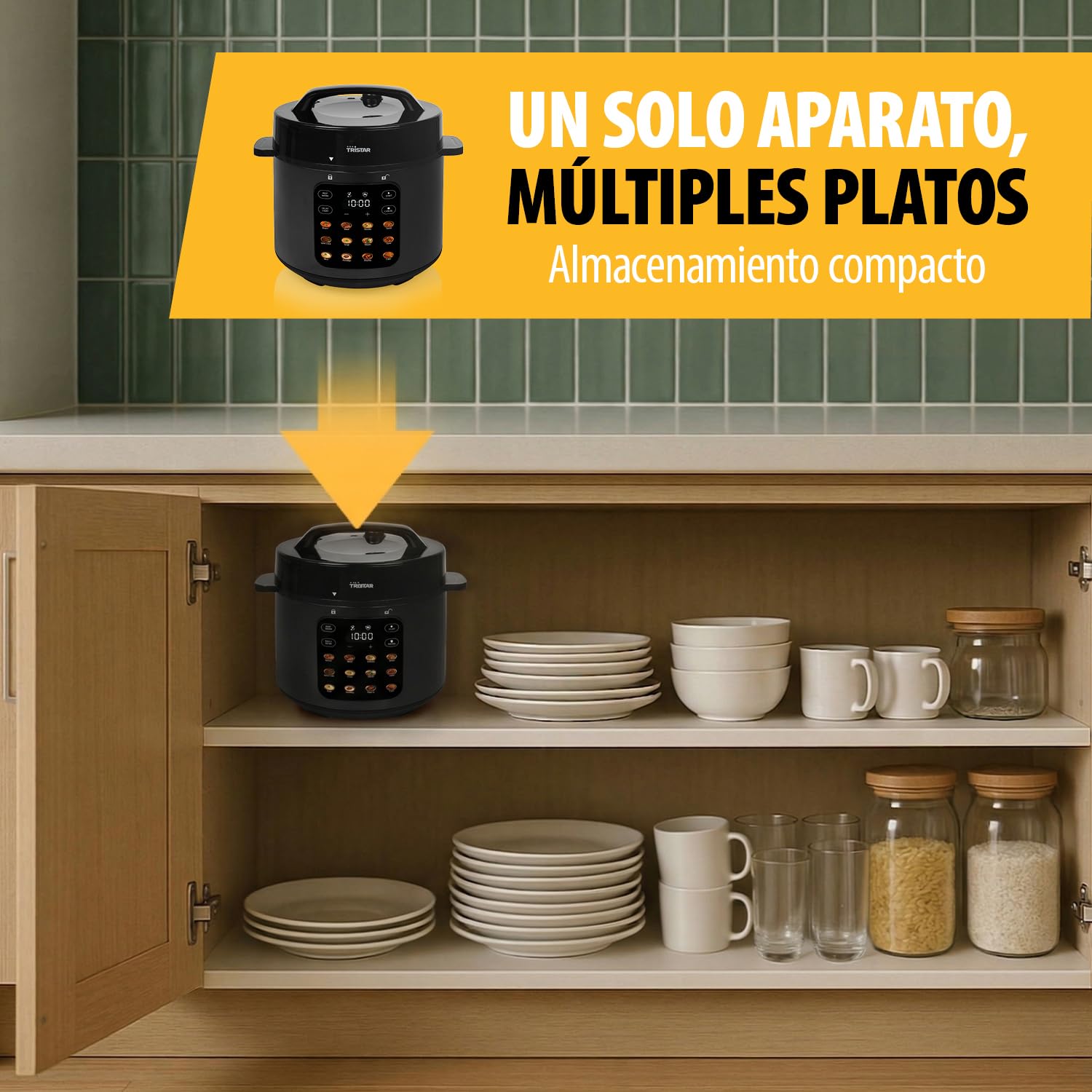 Olla a Presión Eléctrica Tristar, Capacidad de 6 l, Potencia de 1000 W, Funciones de Seguridad Integradas, Cubeta Extraíble, Fácil Limpieza, RK-6160