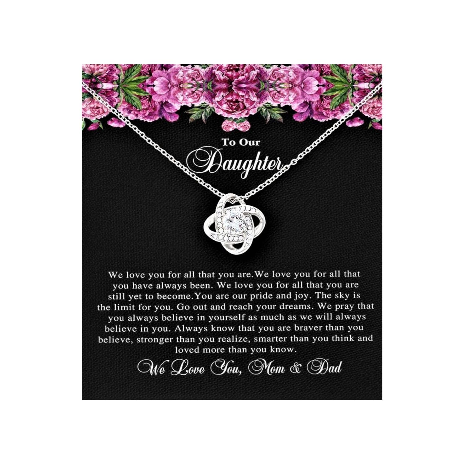 rakva 925 Sterling Silver Daughter Necklace - To Our Daughter From Mom and Dad - Custom Birthday College Graduation Gift-picture-14