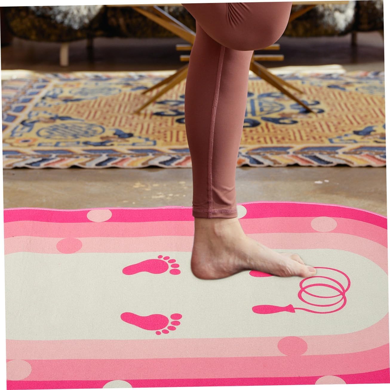 Multi-function Training Jumping Mat with Upgraded Silicone Base, Thick Soundproof Exercise Mat 50x80cm Oval, Portable Sports Pad for Indoor Fitness and Skipping Workouts