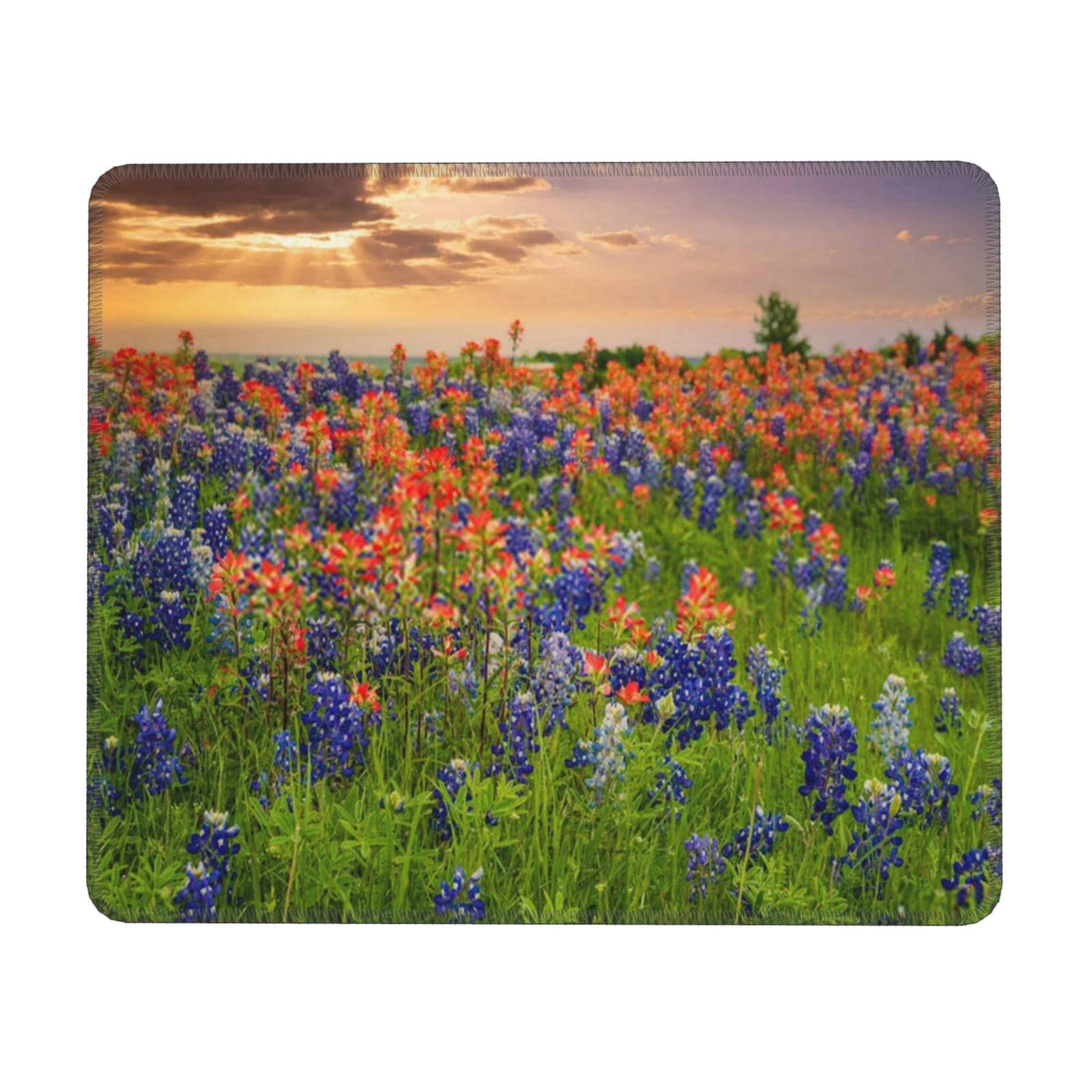 Texas Bluebonnets Scenery Printed Non-Slip Mouse Pad, Super Durable and Comfortable Game and Office Accessories.