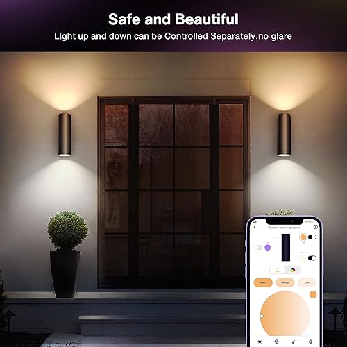 Miniatura 4 de RGBCW - Luces de pared inteligentes para exteriores, luces de porche de aluminio modernas de 1500 lúmenes, accesorios de pared exterior para garaje,