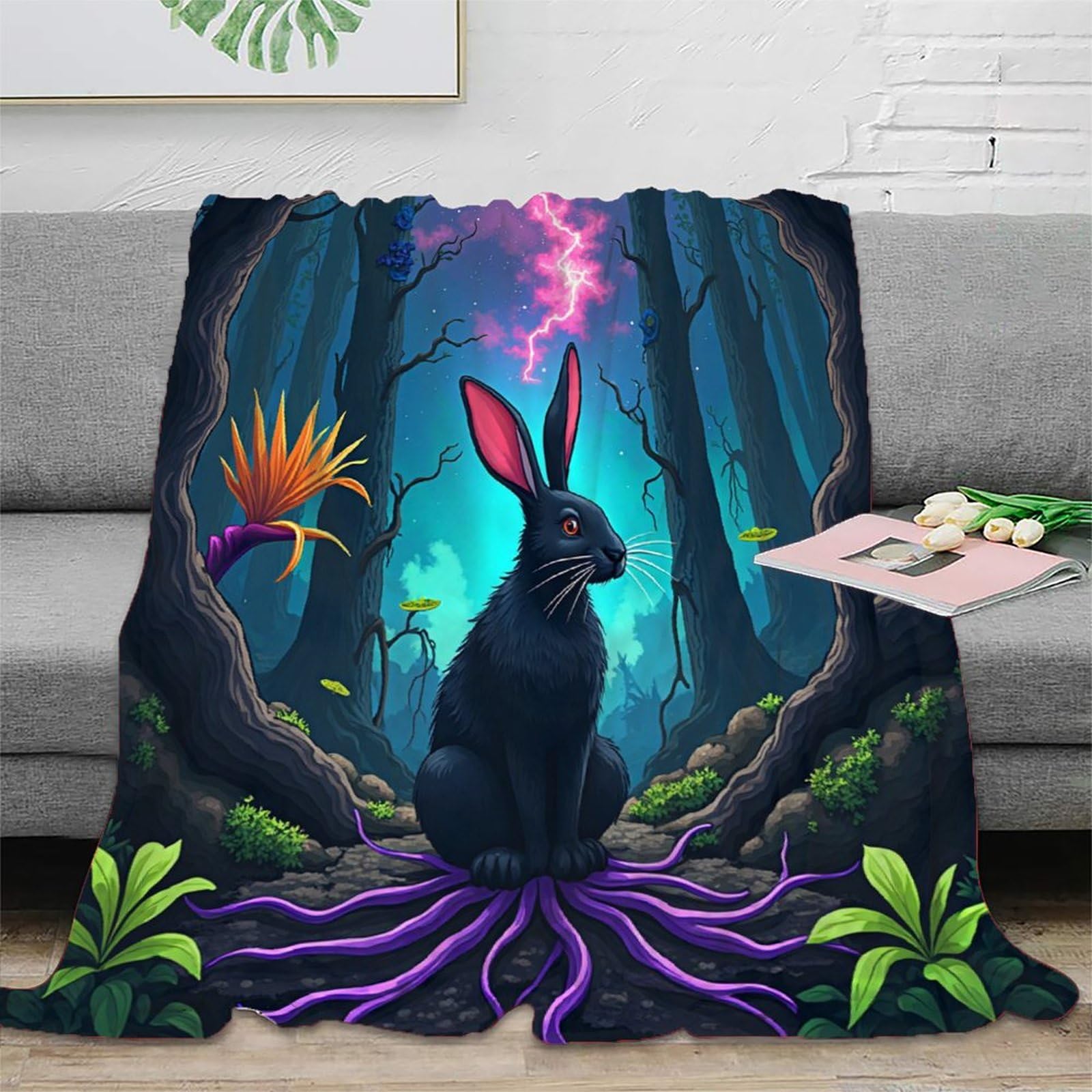 Literie fantastique couverture moelleuse lapin mystique grand plaid microfibre 3D