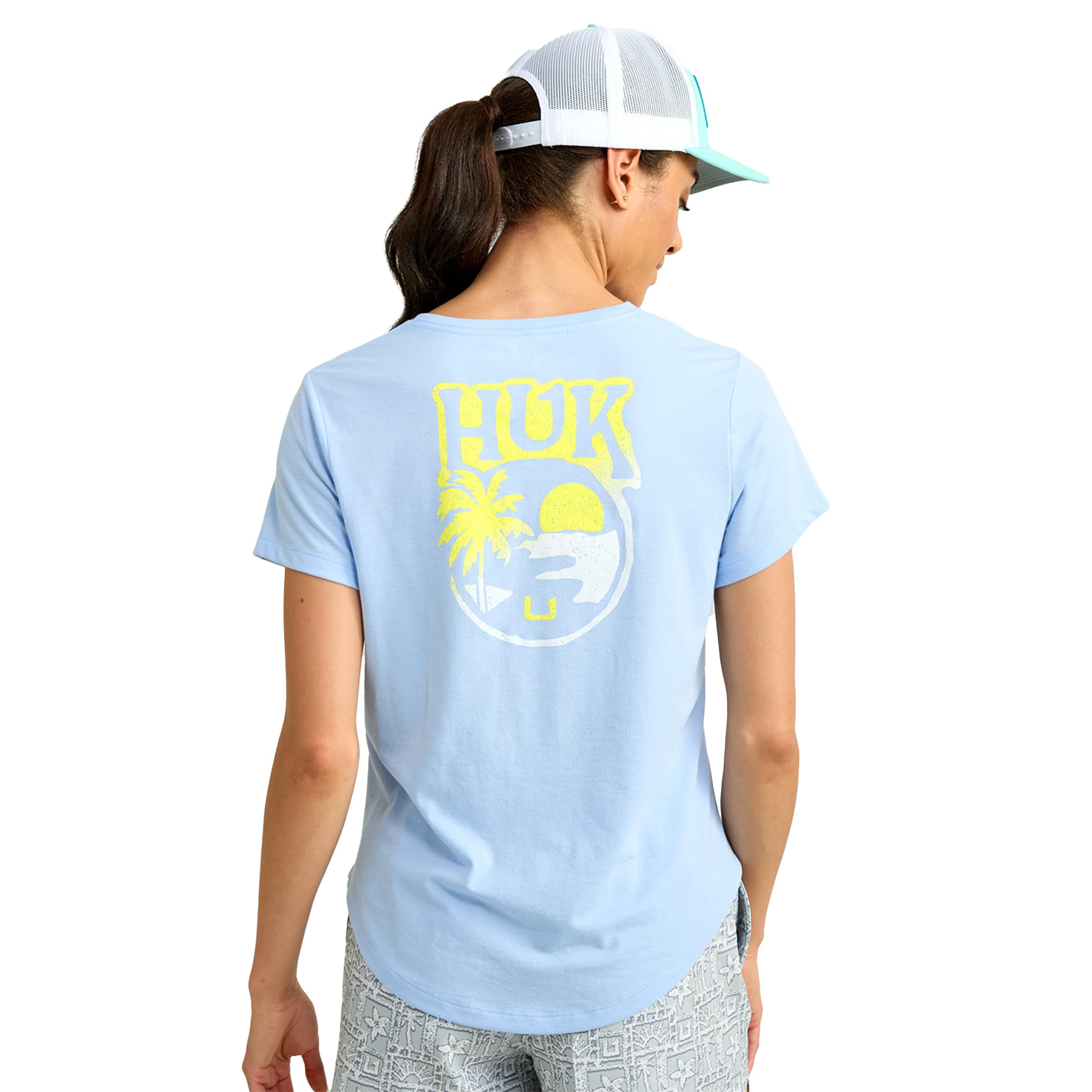 HUK Women's Short Sleeve V-Neck Tee, Fishing T-Shirt for Women