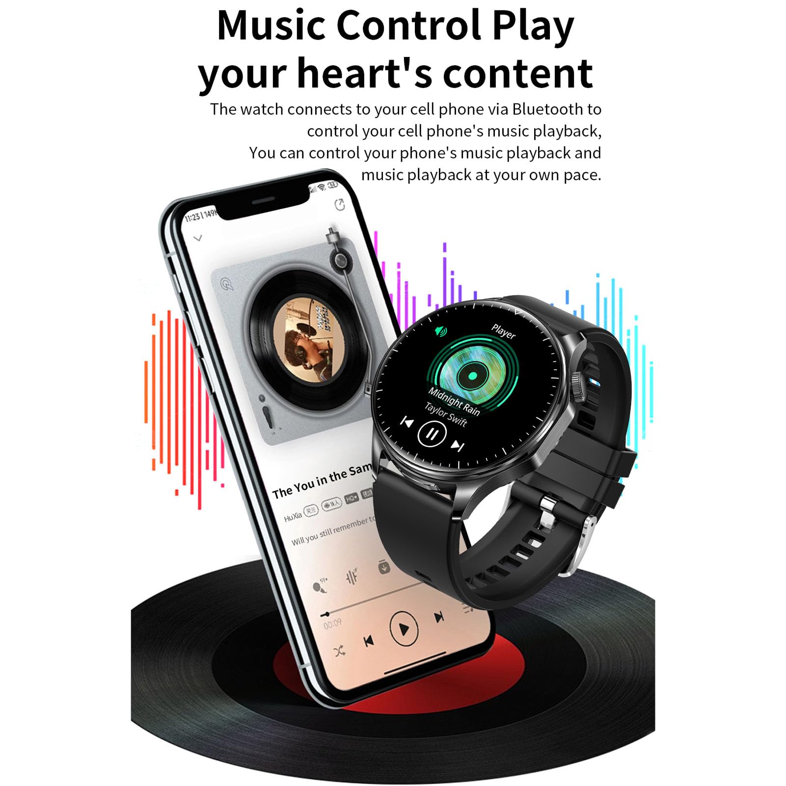 findtime Montre Connectée Homme Femme 1.39''avec Ecouteurs sans Fil Bluetooth TWS intégré Bluetooth sans Fil Casque Intégré Montre Sport Homme Smartwatch Bracelet en Silicon