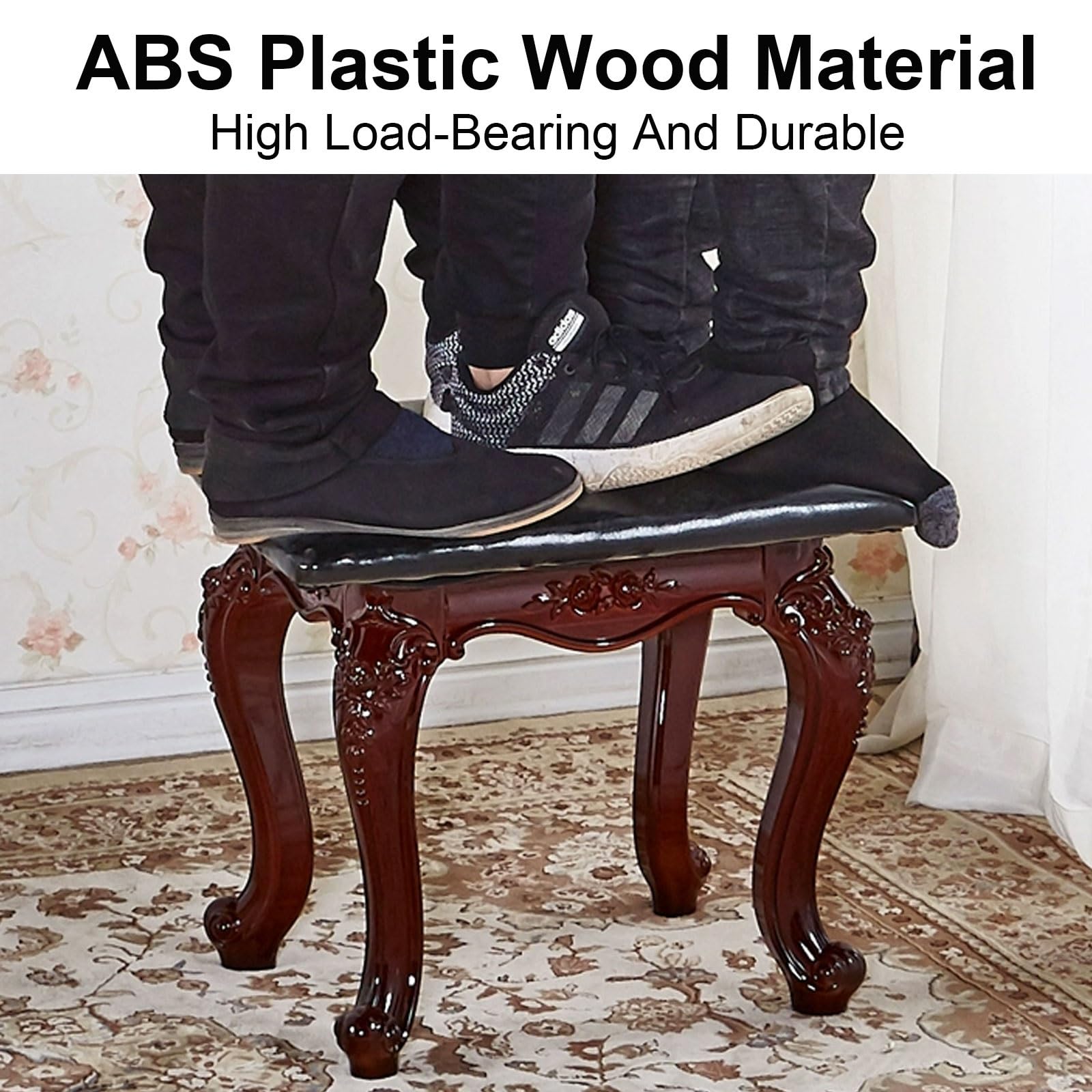 Taburete de maquillaje verde claro para mujer, silla cuadrada tapizada Vani moderna con patas de ABS duraderas, diseño de asiento elegante para dormitorio, sala de maquillaje y tocador