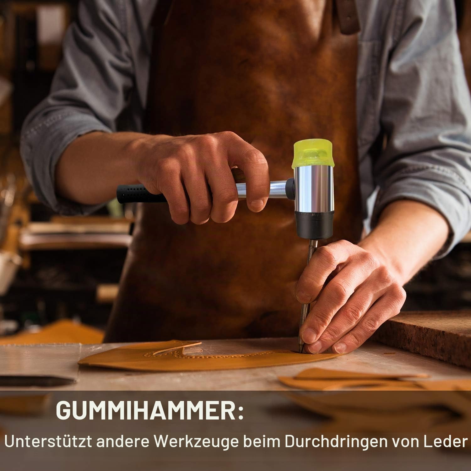 FEPITO 58 Stück Leder Handwerk Werkzeuge Set - DIY Nähen Zubehör für Hand Lederarbeiten