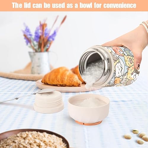 Miniatura 6 de Tarro de comida para comida caliente, tarros aislados al vacío de acero inoxidable con cuchara plegable y taza, contenedor de almuerzo para niños,