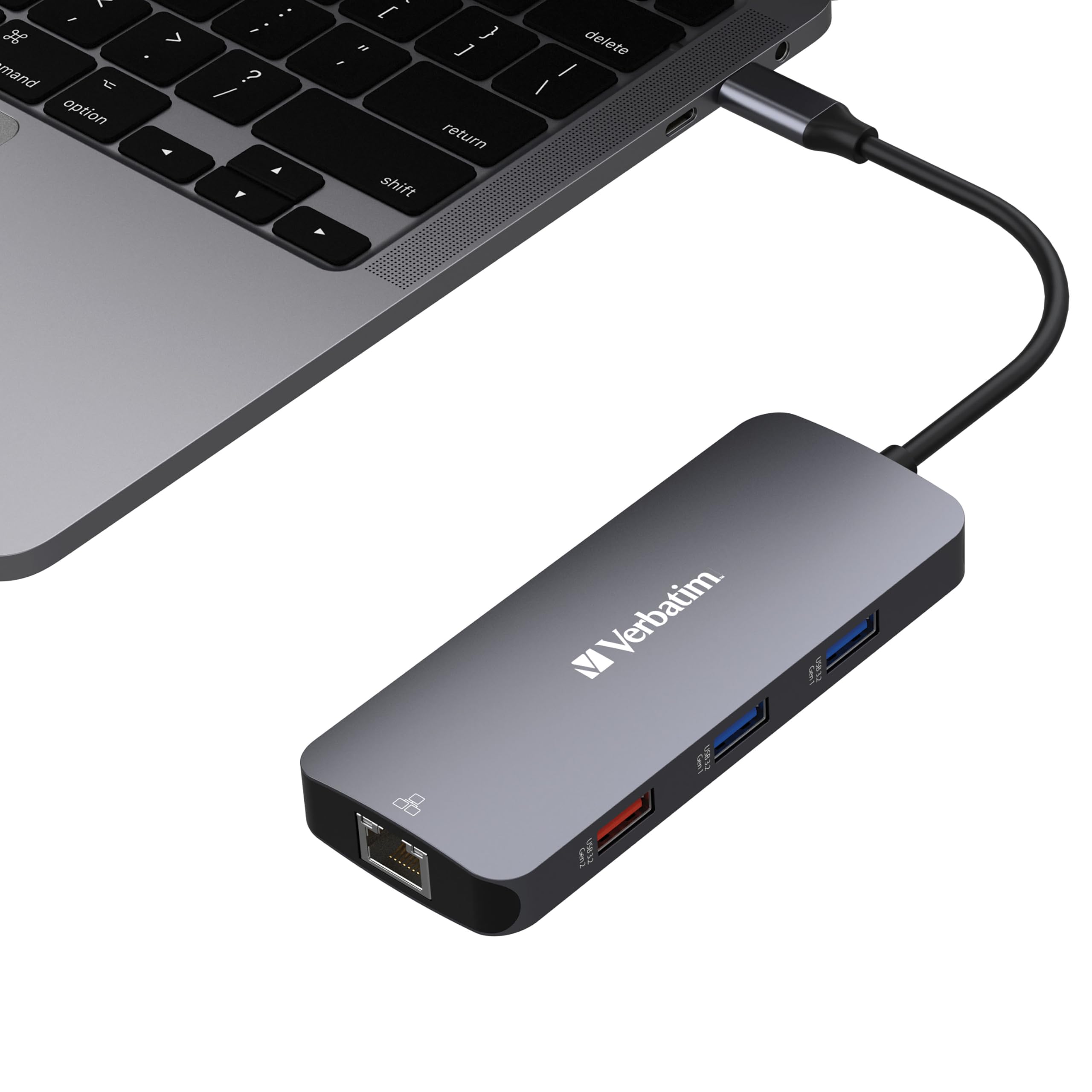 Verbatim Koncentrator USB C 9 w 1, adapter Multiport USB-C na HDMI, RJ45, USBA-A i USB-C, z czytnikiem kart SD, do Mac, MacBook Pro/Air, iPad Pro, Thinkpad, Windows Computer, Laptop i innych
