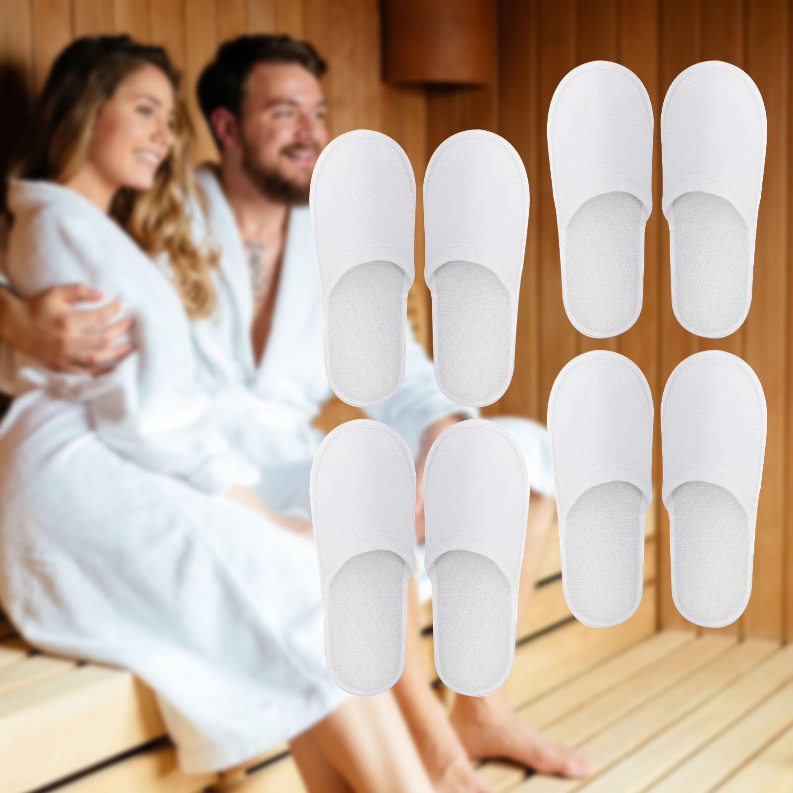 Comioke Pantofolea e Getta Antiscivolo, Pantofole Chiuse, Pantofole in Spugna Premium, Ciabatte Monouso per Hotel, Spa, Casa, Viaggi, Unisex, Lavabili, Misura Universale, 4 Paia