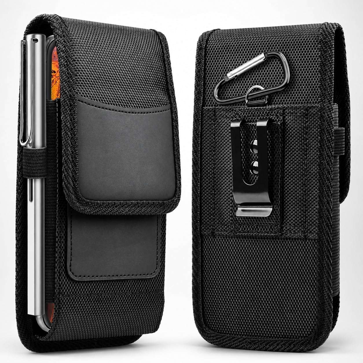 Phone Holster for Samsung Galaxy S25 Ultra S24 Plus S23 S22 S21 S20 FE 5G S10 A17 A16 A15 A14 A26 A36 A56 Note 20 iPhone 16 Pro Max 17 Moto G 5G 2025 Cell Phone Pouch Nylon Belt Holder Case