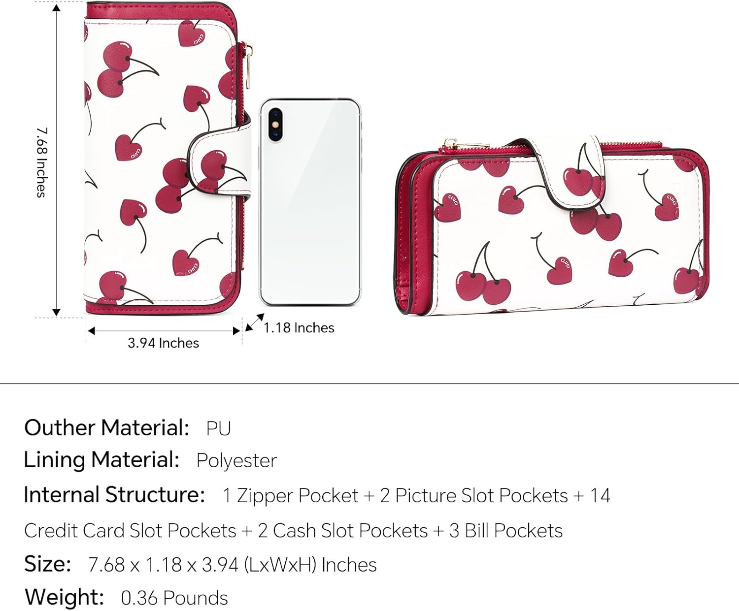 CLUCI Wallet For Women PU Leather RFID Blocking Womens Wallet Bifold Card Holder with ID Window Gifts for Women Birthday | RFID Blocking, Designer, Trifold, Card Holder, ID Window - Image 3