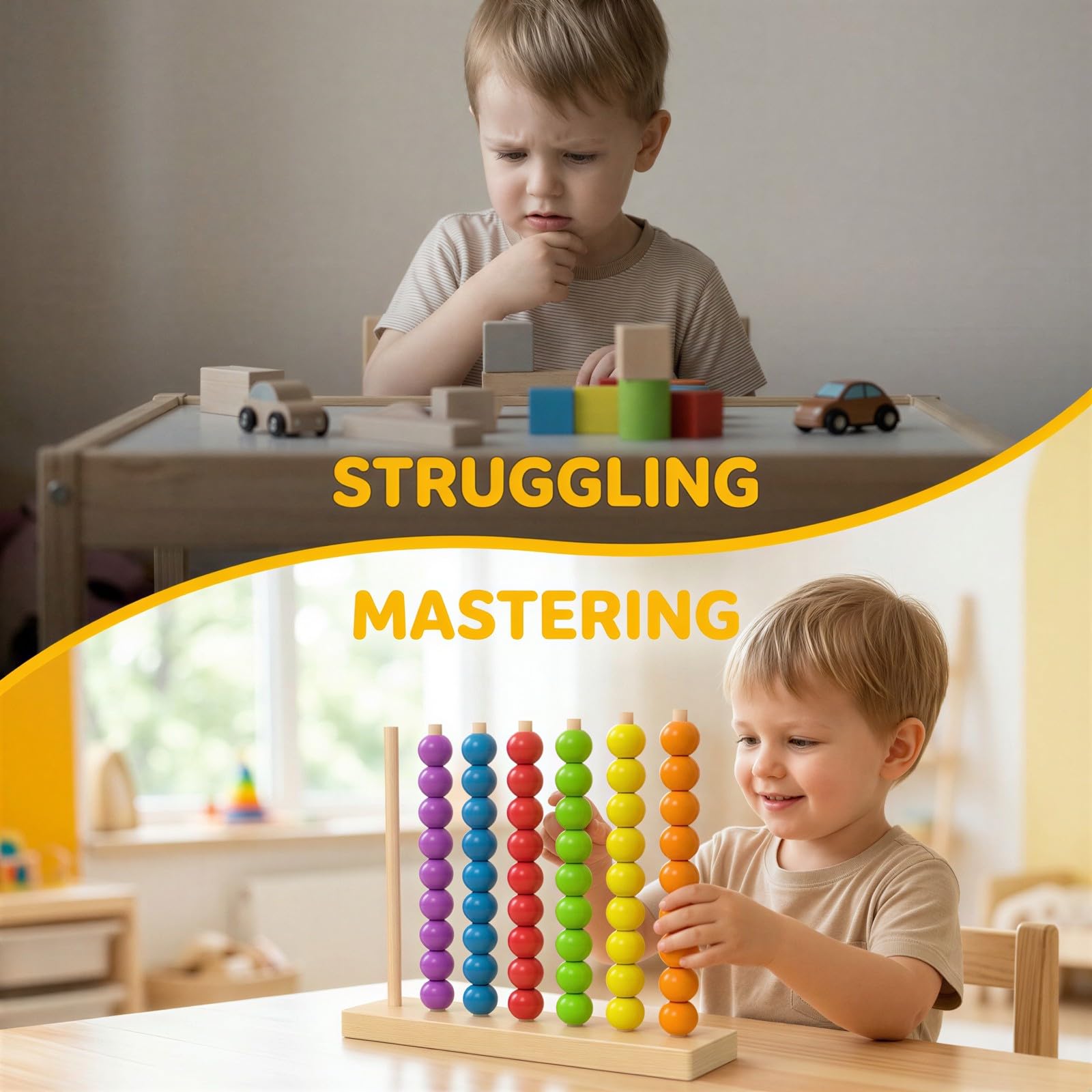 Stapel-Puzzle-Spiel zur Farbzuordnung, mit 80 Holzperlen, Montessori-Stapelspiel für strategisches Denken, Lernspielzeug und Holzlernspielzeug, für Familienfeiern, Eltern-Kind-Spiel und Spielspaß