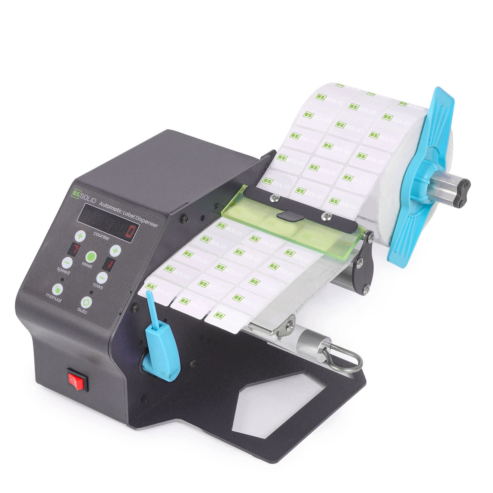 Photo 1 of U.S. Solid Automatic Label Dispenser for Rolls and Fanfold Label - Electric Label Dispenser for Translucent and Opaque Labels - w/Counter Preset Quantity Adjustable Speed - Max. Label Width 3.1 in Width 3.1"-Translucent and Opaque Labels