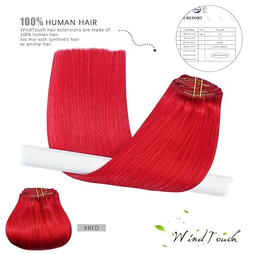 Miniatura 5 de WindTouch Extensiones de cabello largo con clip, 4.33 oz, extensiones de cabello rojo brillante, 7 extensiones de cabello rojo de 22 pulgadas,