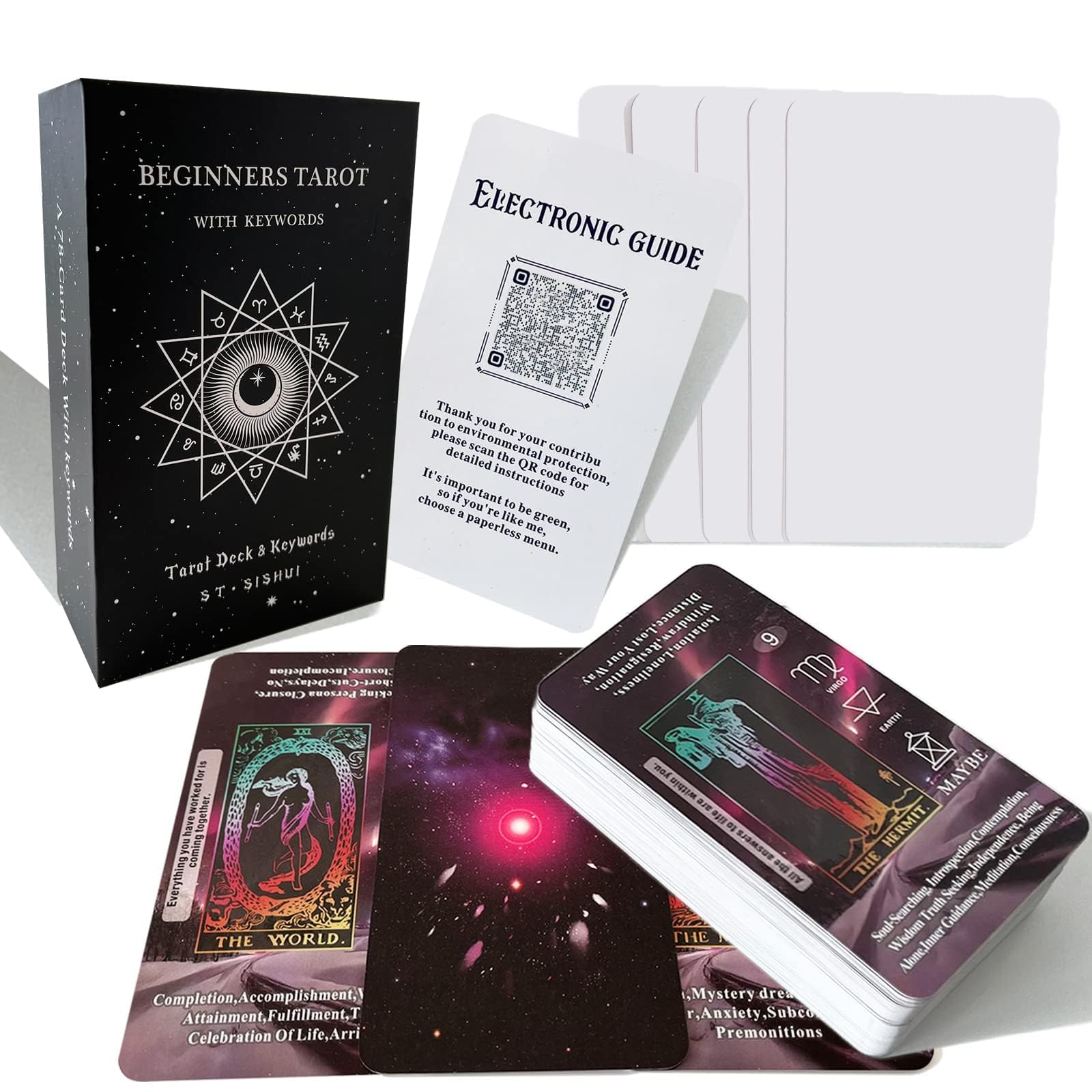 Tarot Deck Cards Set for Beginners with Meanings on Them, Learning Tarot Decks, Tarot Cards with an Electronic Guide Book, Great Gift for Tarot Decks Beginners and Friends (B0D29PGL3X) Amazon Price History, Amazon Price Tracker