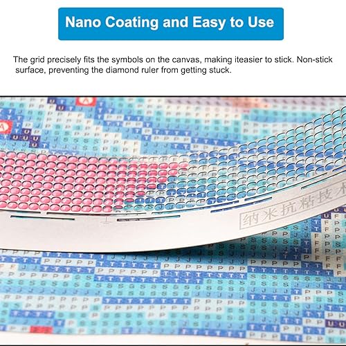 Miniatura 6 de Regla de pintura de diamante con rejillas en blanco 599 1020 de acero inoxidable 5D Diamond Mesh Ruler DIY Drawing Ruler con suministros de