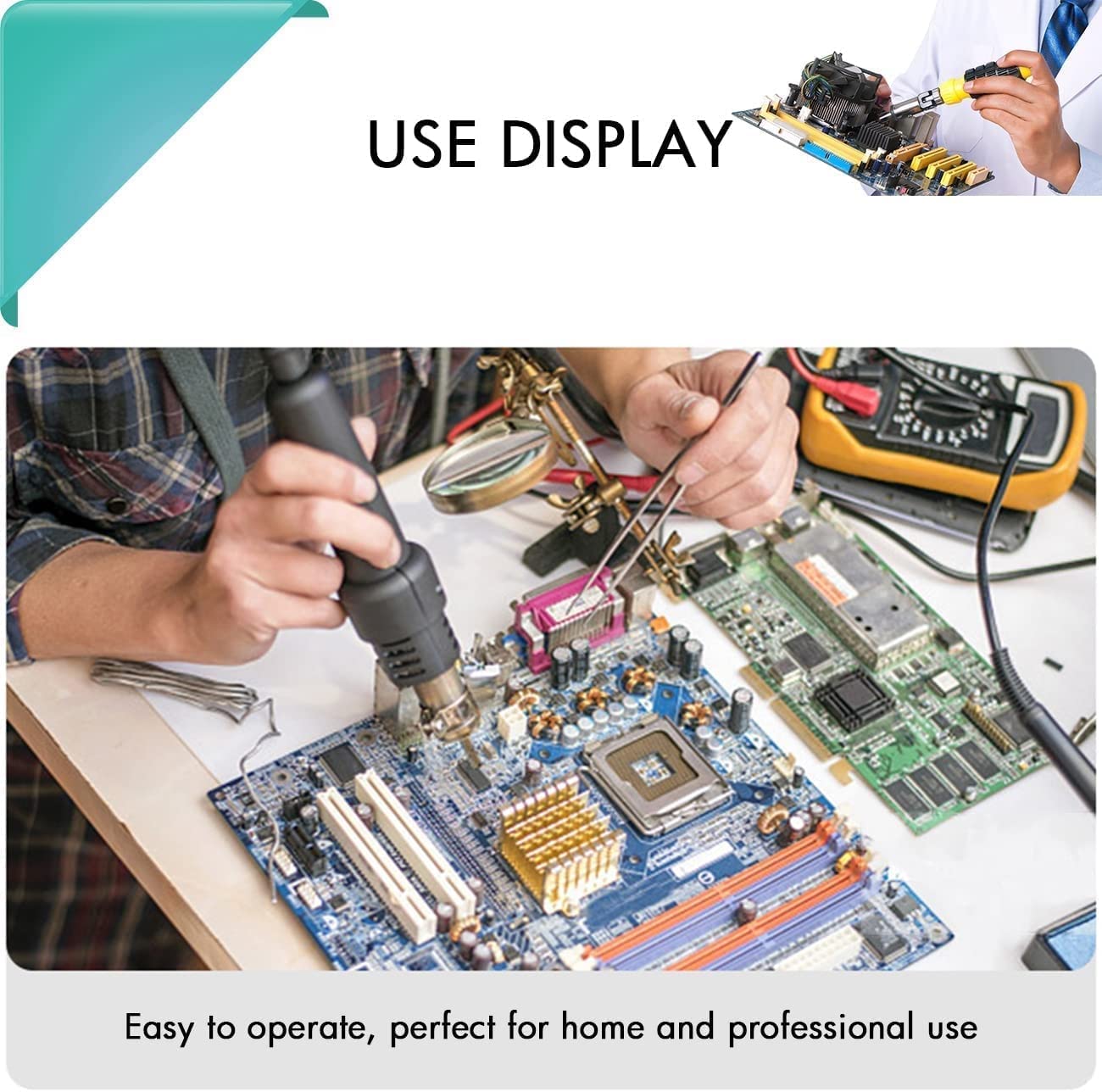 Estación De Retrabajo Inteligente, Soldador De Aire Caliente 2 En 1 | Control Preciso De La Temperatura Mediante Led