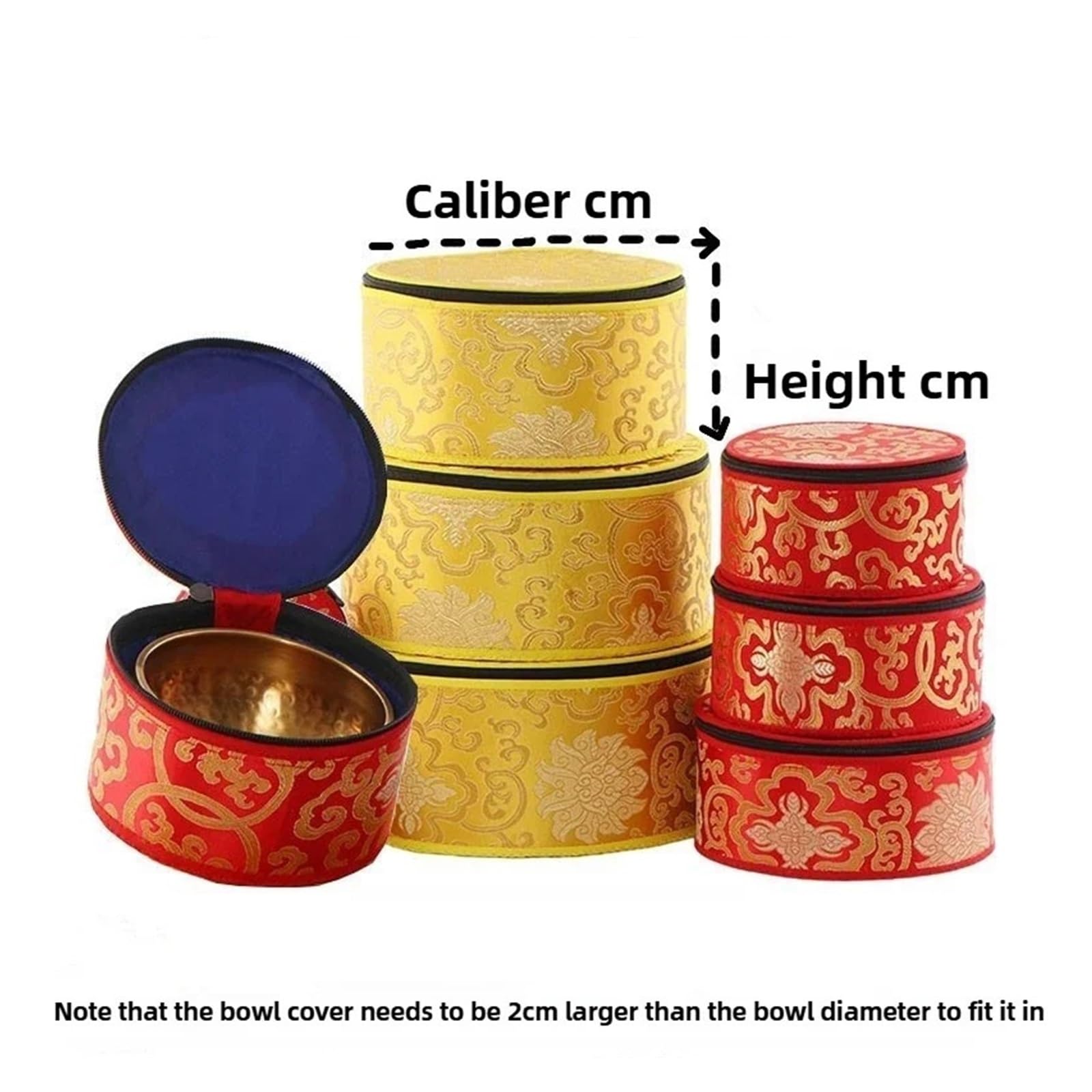 Bolsa para cuencos tibetanos Bolsa de cuencos for cantar, caja embalaje portátil for Cuencos Cantores, cajas almacenamiento, accesorios for instrumentos musicales percusión(16CM)