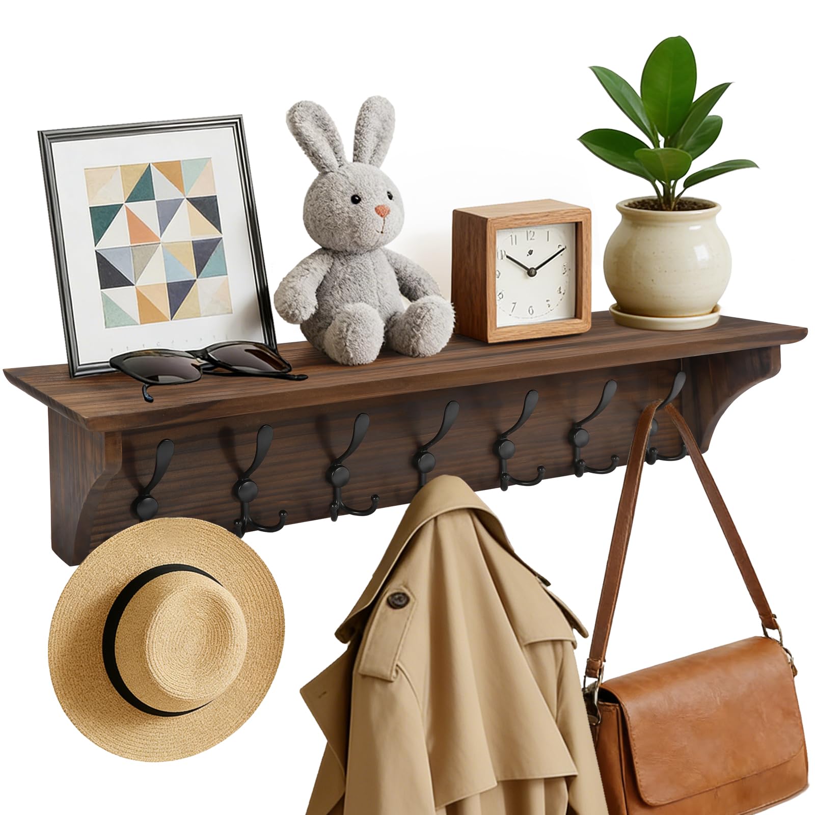 Photo 1 of Felibeaco 33" Coat Rack with Shelf Wall Mount, 7 Triple-Hooks,Pre-Assembled