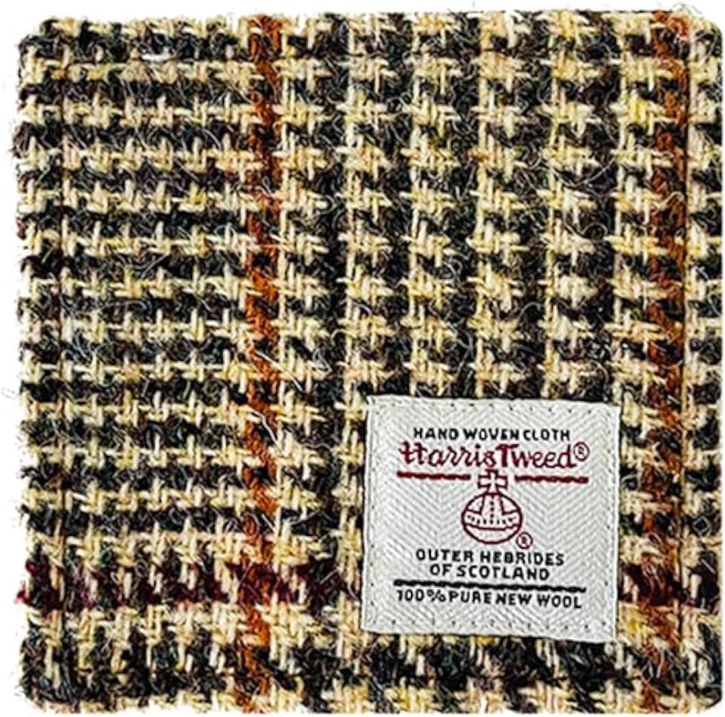 Harris Tweed Wool Coasters Set for Drink Coffee Table, Full Set of 5 Square Coasters (No.872)