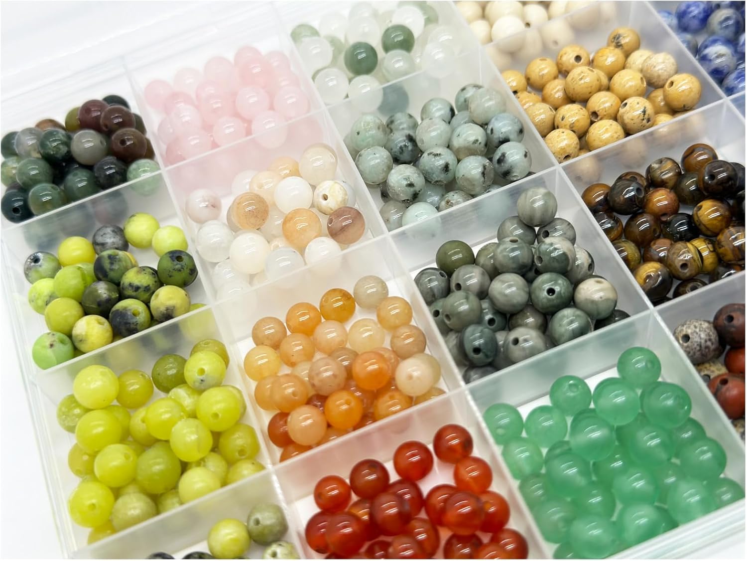 Maonewque 720pcs 6mm Natural Gemstone Beads Loose Gemstone Hole Size 1mm DIY Smooth Beads for Bracelet Necklace Earrings Jewelry Making,Box Packed (24 Materials-A) - Image 6