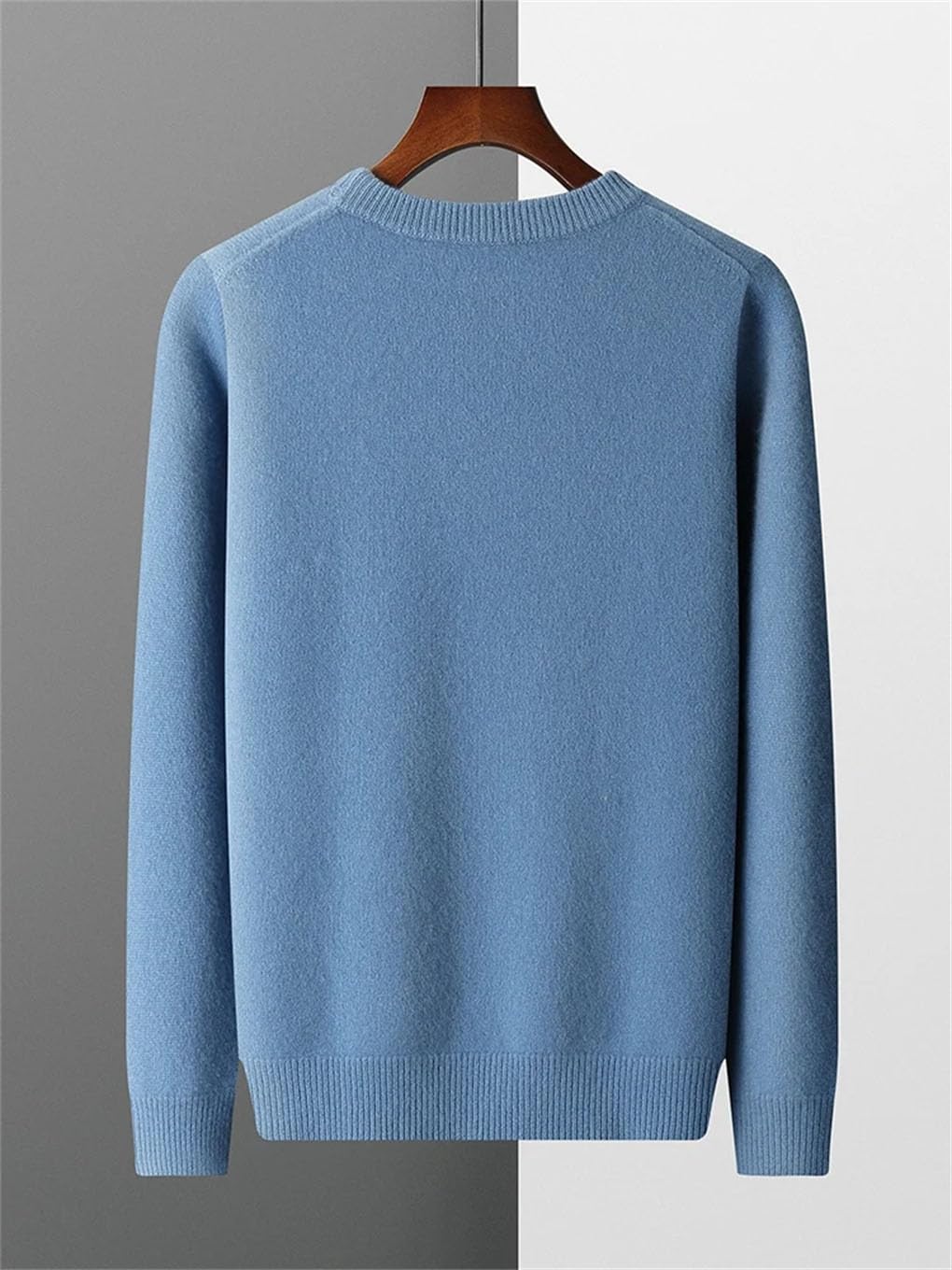 Męski sweter z długim rękawem ciepły okrągły dekolt miękka dzianina casual pulower sweter topy