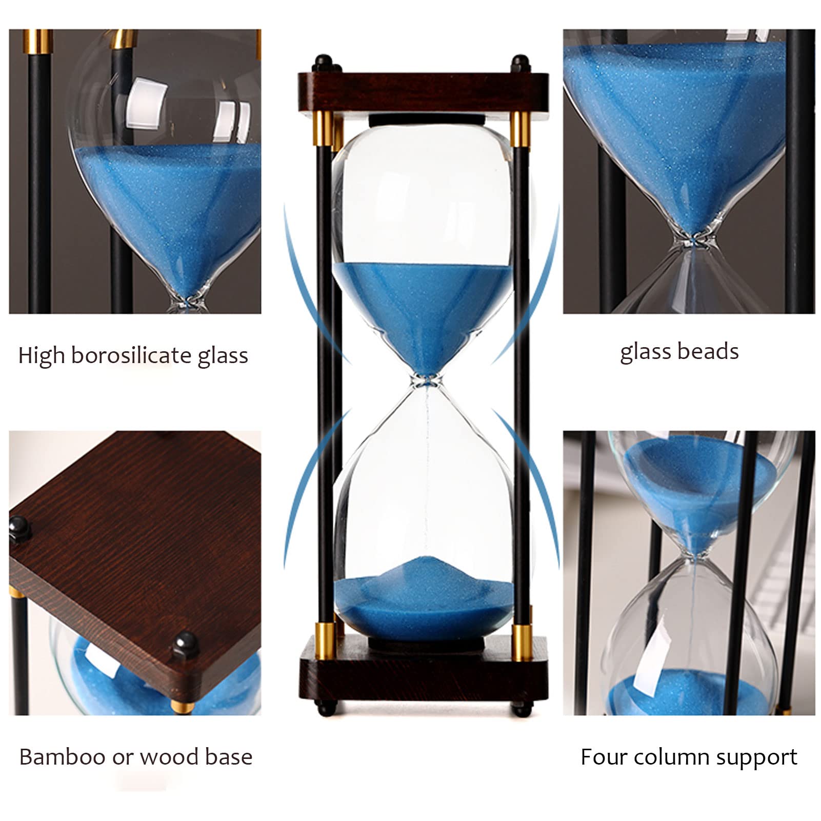 Sanduhr-Timer, Bunte Glas-Sanduhr, Holzrahmen, Sand, dekorative Sanduhr, Sanduhr-Timer for Kinder, Glas-Sanduhr, Sanduhr for Zuhause, Schreibtisch, Geschenke, Büro, Dekoration, kreative Geschenke (Co