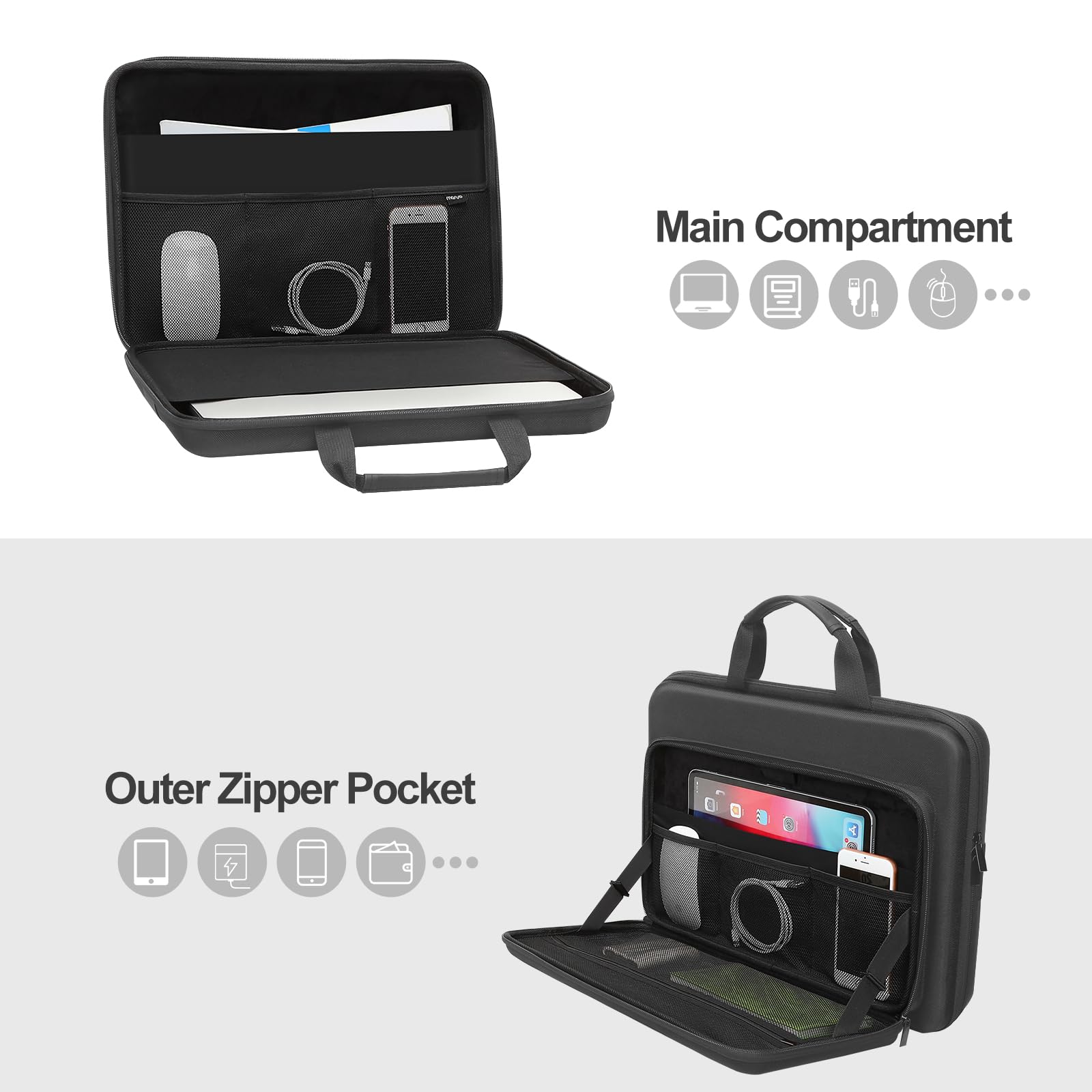 MOSISO 18-18,5 pollici Custodia Rigida Laptop 18 pollici Borsa Rigida | Antiurto Impermeabile PC Compatibile con MacBook HP Dell,Borsa Computer con Maniglia Robusta,Tasca Frontale&Cintura, Nero